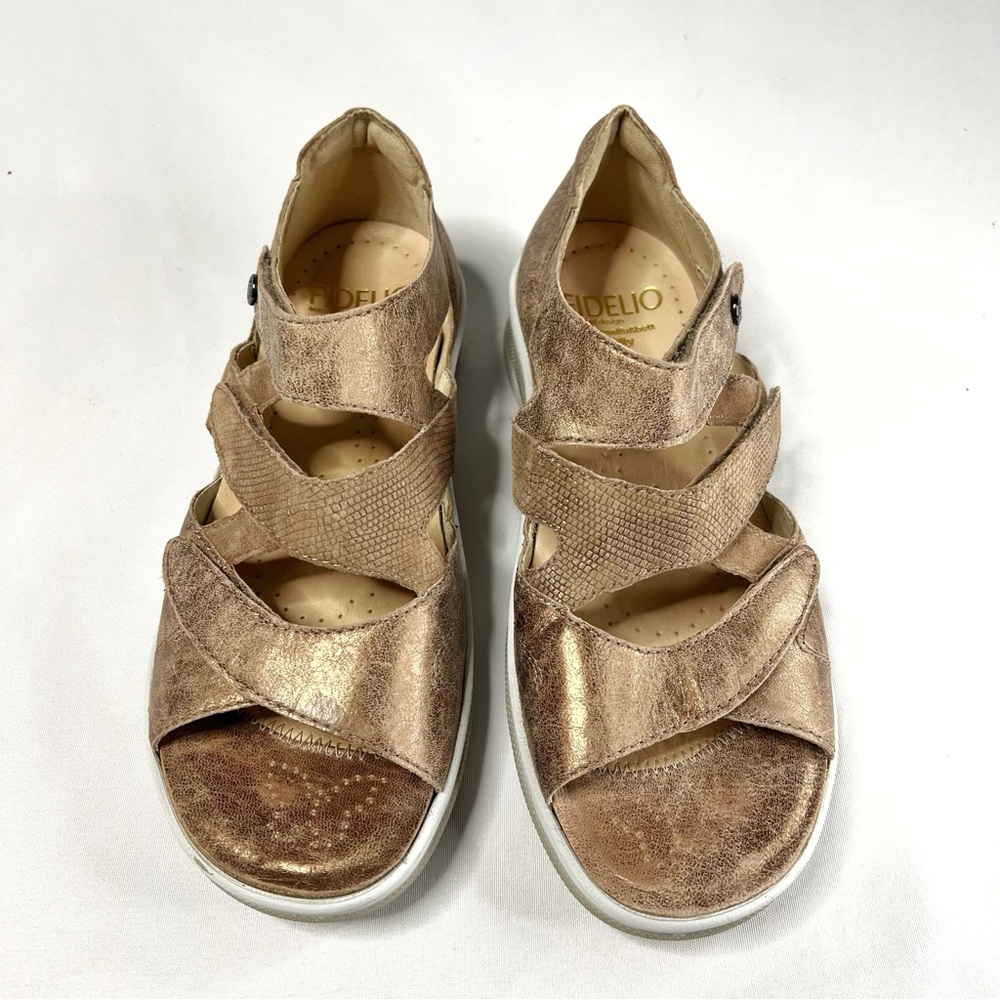 Fidelio Hilly Genuine Leather Comfort Velcro Rose Gold Sandals Size 39 - Picture 6 of 10